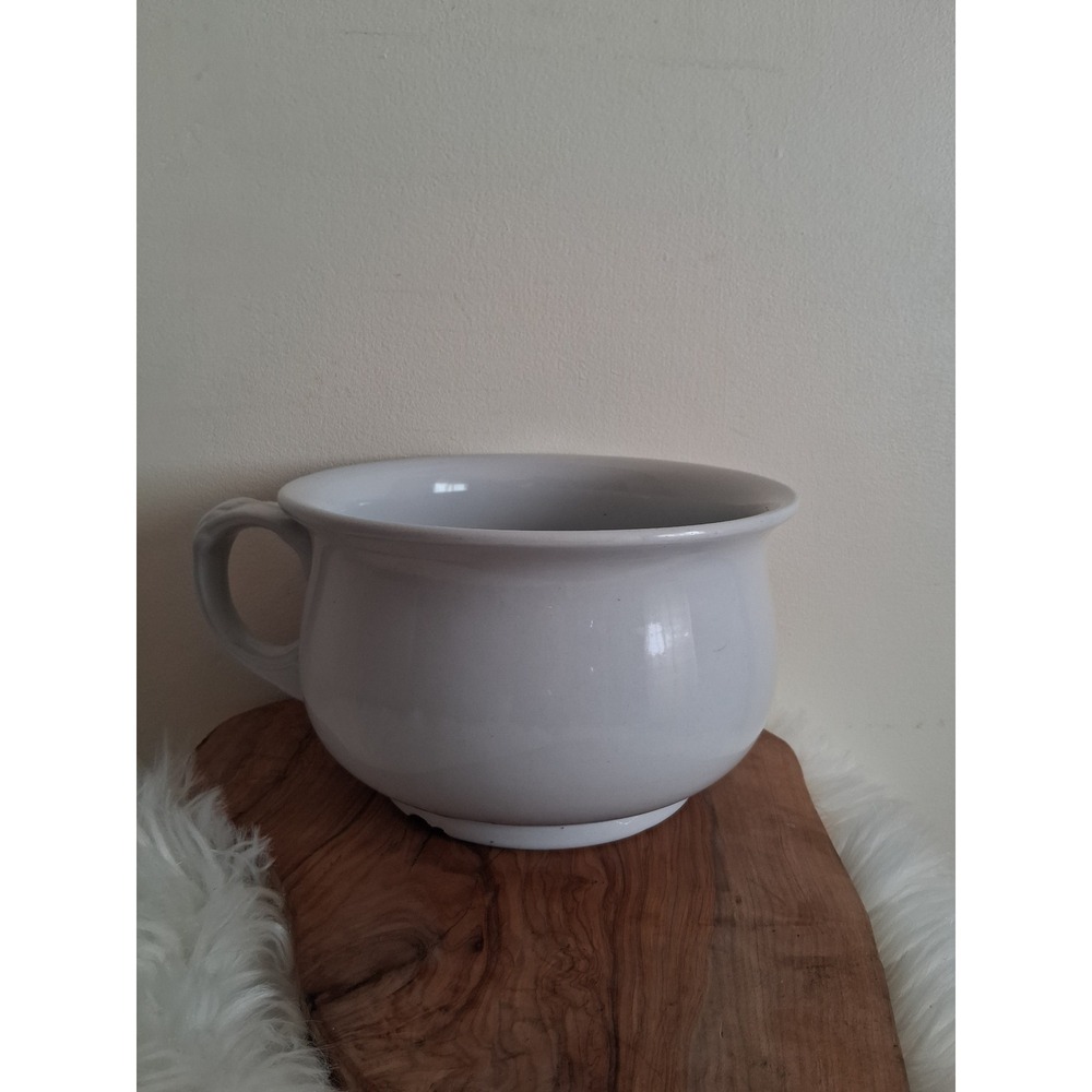 Antique Alfred Meakin England Royal Ironstone White Chamber Pot Planter 9in